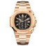 Fake Patek Philippe Nautilus Black Dial 18kt Rose Gold Chronograph Automatic Men's Watch 5980-1R-001