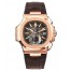 Fake Patek Philippe Nautilus Black-Brown Dial 18kt Rose Gold Case Matt Dark Brown Leather Men's Watch 5980R-001